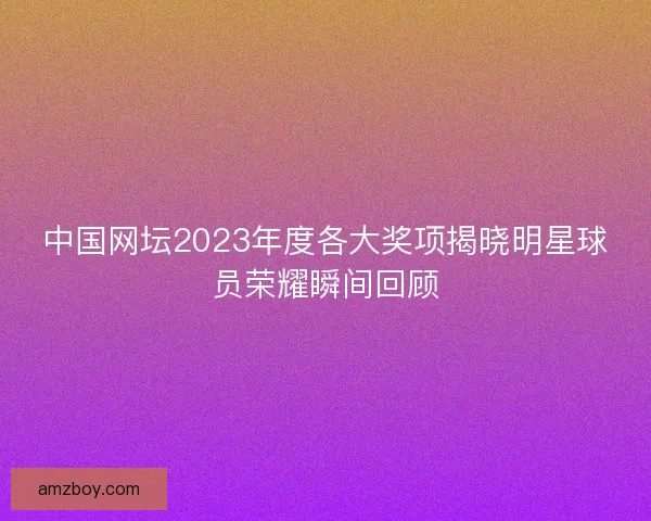 中国网坛2023年度各大奖项揭晓明星球员荣耀瞬间回顾